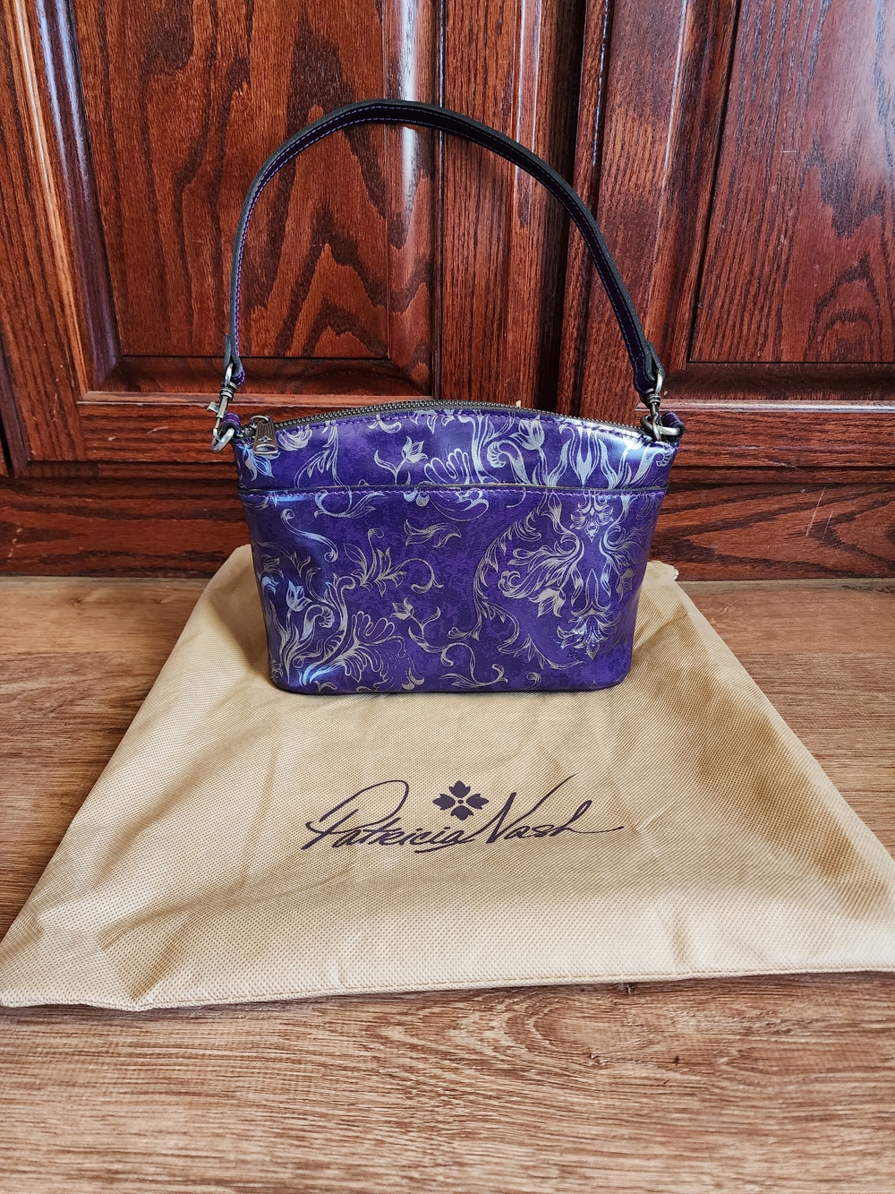 Patricia Nash Purple Floral Boho Acai Western Wallpaper Leather Bag Purse
